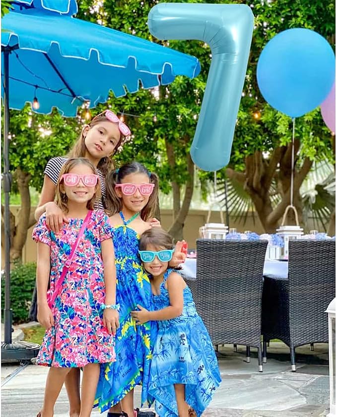 TONIFUL 40 Inch Light Blue Large Numbers Balloons 0-9, Number 7 Digital 7 - Image 3