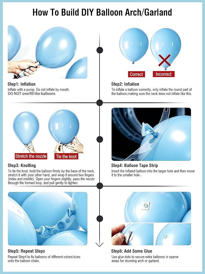 Light Blue Balloons 125 Pcs Different Sizes 18 12 10 5 Inch Pastel Baby Sky - Image 5