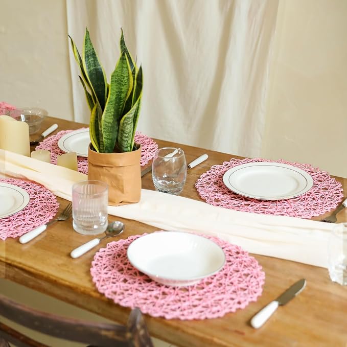 AHHFSMEI Paper Braided Round Placemats Set of 12 Natural Non-Slip Heat - Image 5