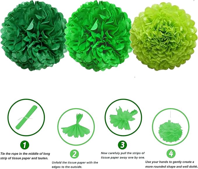 We Moment Green Paper Pom Poms Decorations - Image 3