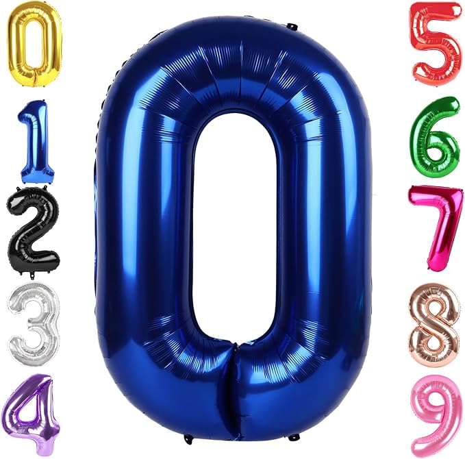 40 Inch Night Blue Number 0 Balloon, 0th Blue Birthday Party Decorations | 40 by Hadoife