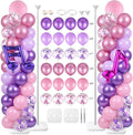 Skylety 2 Sets Kpop Music Balloon Column Stand Kit Adjustable Music Purple Pink by Skylety