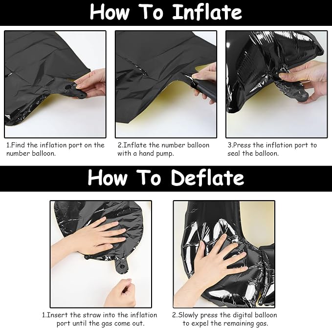 Black 5 Balloons, 40 Inch Large Foil Number Balloons Set 0-9, Self Inflating - Image 7