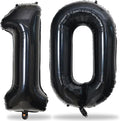 Black Number 10 Balloons for 10th Birthday Decorations, 40 Inch Black Helium by Lingqiang