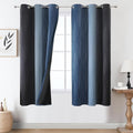 Navy Blue and Black Ombre Blackout Curtains 63 Inches Long, Full Room Darkening by ESTELARTEXTILER