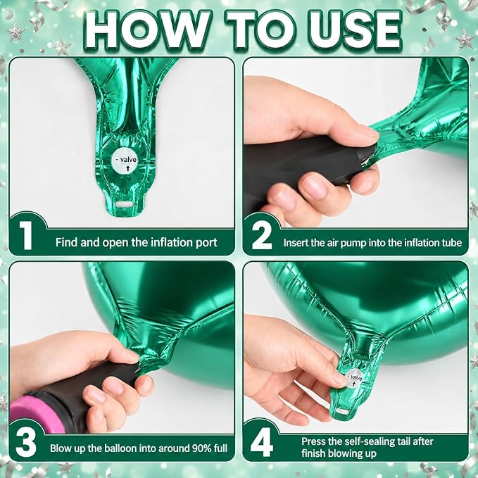 10Pcs Green Round Foil Balloons, Metallic Green Foil Baloon - Image 4