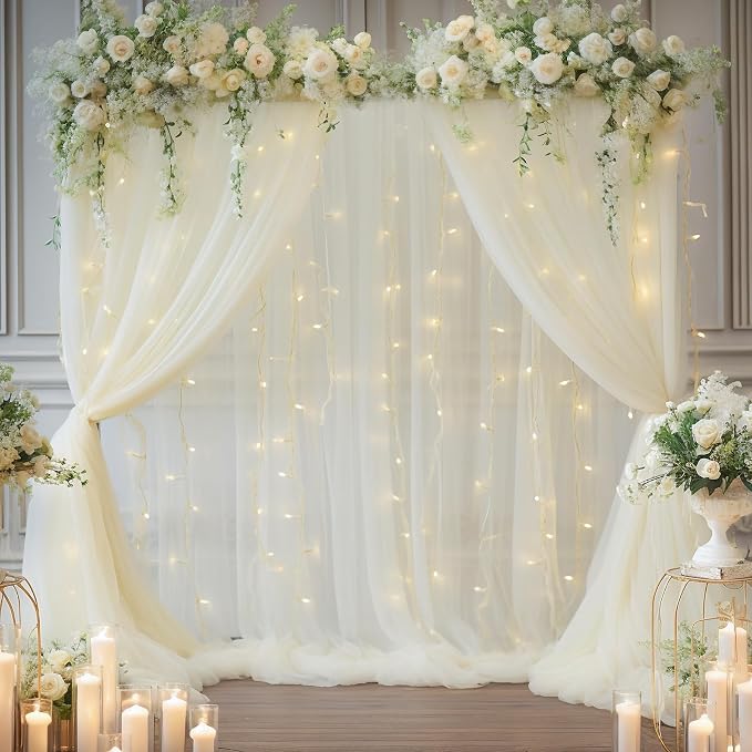10x10ft Ivory Tulle Backdrop Curtain - Image 4