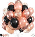 Black Rose Gold Balloons, Metallic Pearl Matte Confetti Balloon by Saxuxu