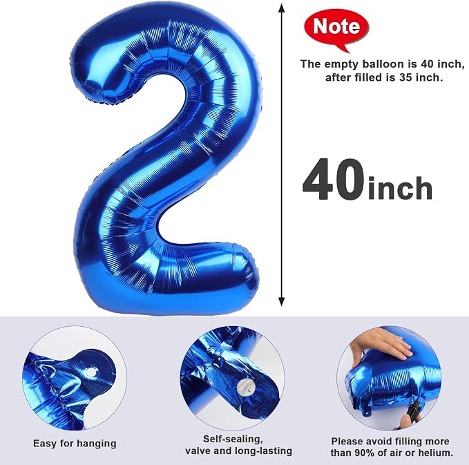 2 Balloon Numbers 40Inch Dark Blue Birthday Decorations - Image 5