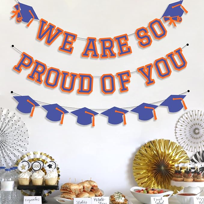 We Are So Proud Of You Banner Graduation Party Decorations Congrats Grad Cap - Image 3