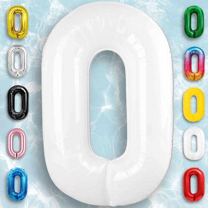 White Number Balloon 0 Mylar Foil Balloons 32 inch - Image 4