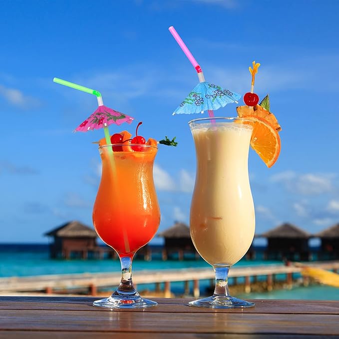 BLUE TOP Cocktail Picks&Umbrella Drink Straws Set-400pcs 4Inch Frill Picks+50pcs 9.5 Inch Drink Straw Umbrella,Cocktail Toothpicks & Straws for Fruit,Appetizers,Club Sandwiches,Drinks.