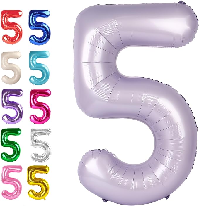 Lilac Number 5 Balloon 40 inch, Lavender Birthday Party Balloons Decorations | by Upgesy