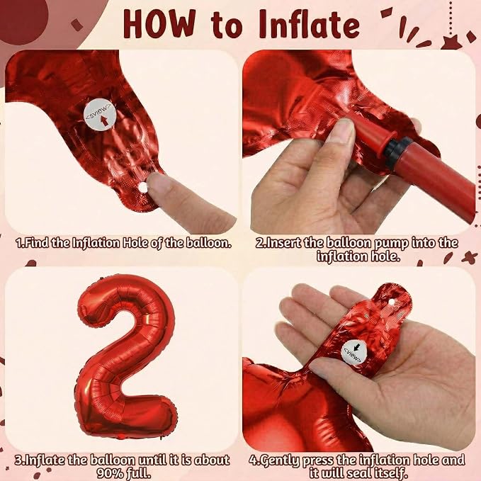Red Number 2 Balloon 40 Inch, Foil Numeral - Image 5