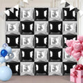 Black and Silver Square Foil Balloons 25 Pcs Metallic Black and Silver Balloons by Unknown