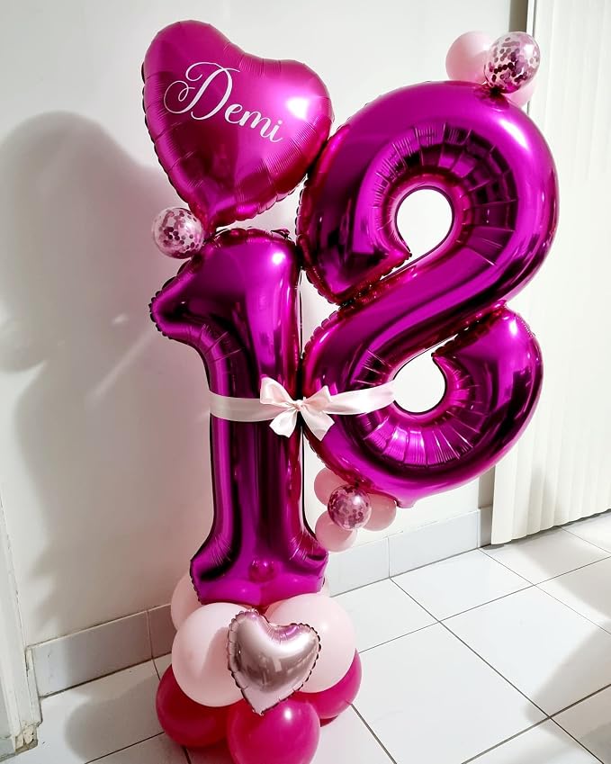 40 Inch Hot Pink 18 Number Balloons Giant 18 Balloons Hot Pink Birthday 18 - Image 5