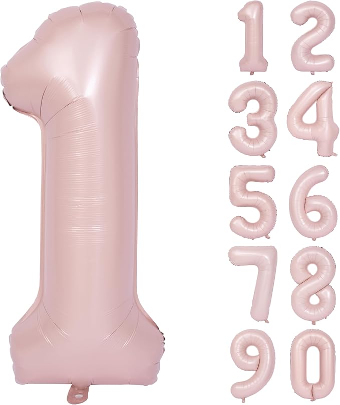 40 Inch Pink Number 1 Foil Balloon Light Pink Digital 1 Helium Balloon | by YOIOZAIZAI