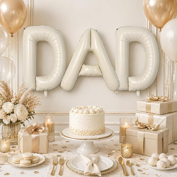 Cream DAD Letter Balloons, 40 Inch Letter Dad Foil Balloon Beige, Helium Big - Image 4