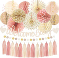 Dusty Pink Boho Baby Shower Party-Decorations Beige Champagne Girl Welcome Baby by Vztipki