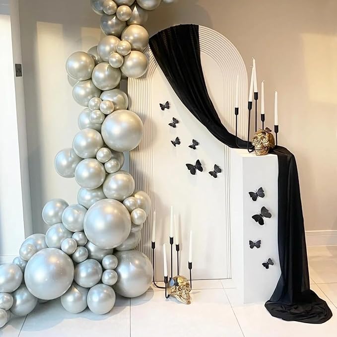 Black Wedding Arch Draping Fabric Backdrop Drapes Sheer 6 Panels | 28.7"x20FT - Image 3