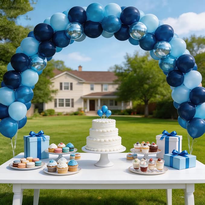 160Pcs 12 Inch Metallic Blue Balloons Chrome Navy Pearl Pastel Macaron Light - Image 6