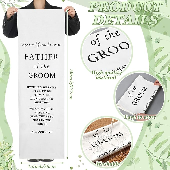 HunnmingRe Groom Father Wedding Memorial Reserved Chair Sign Banner in Loving - Image 3