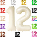 KatchOn Cream White Number 12 Balloon 40 Inch, 12th Birthday Balloon Decor | by KatchOn