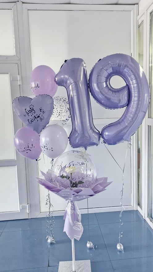 Lilac Number 1 Balloon 40 inch, Lavender Birthday Party Balloons Decorations | - Image 7