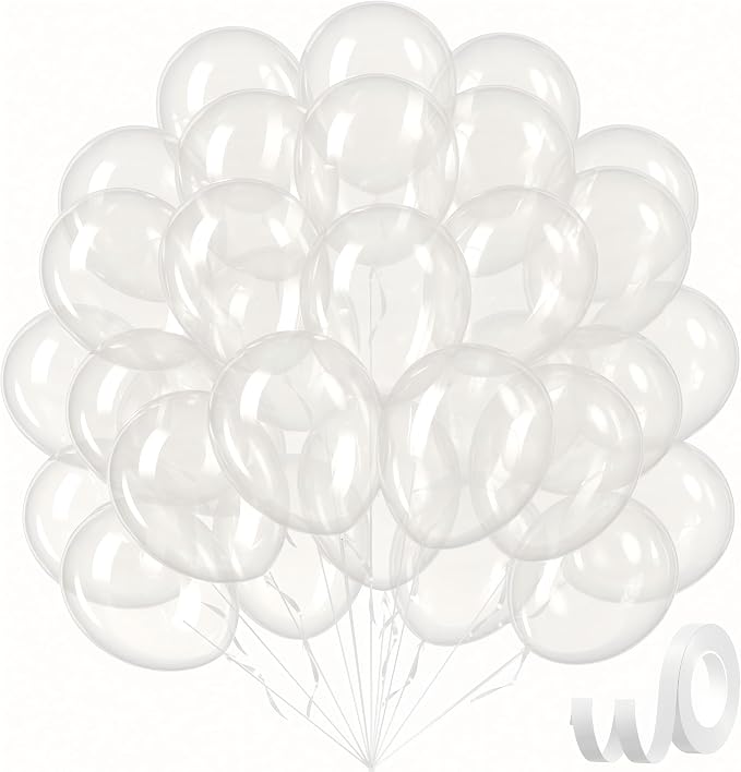 Clear Balloons 12 inch, Transparent Latex Balloons 50pcs Party Balloon by Awenztech