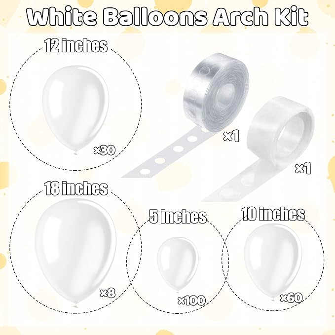 200 Pieces White Balloons Different Sizes 5 10 12 18 Inch Latex White Balloon - Image 2
