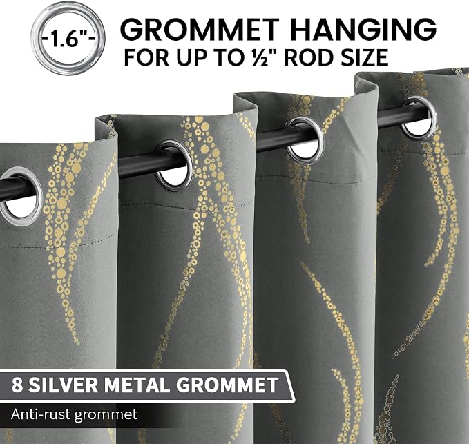 Yakamok Grey Light Blocking Curtains - Image 3