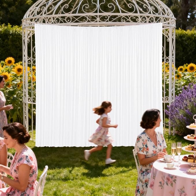 2×8FT-2PCS White Sequin Backdrop Curtains Panels, Photography Backdrop Glitter - Image 4
