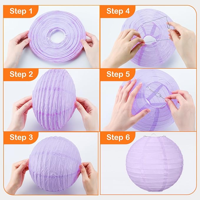 16 Pcs Pastel Paper Lanterns Party Decorations 4'' 6'' 8'' 10'' Colorful - Image 3