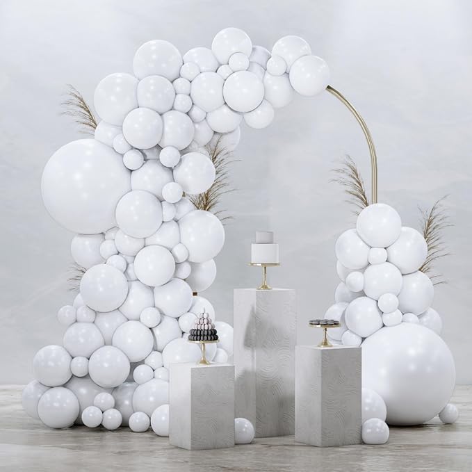 PartyWoo White Balloons 92pcs Different Sizes Pack of 18 12 10 5 Inch Matte by PartyWoo