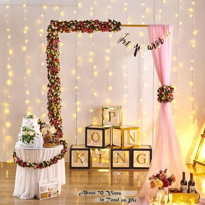 Artificial Flower Garland 8pcs 8.2ft Rose Vine Decor, Hanging Faux Roses String - Image 7