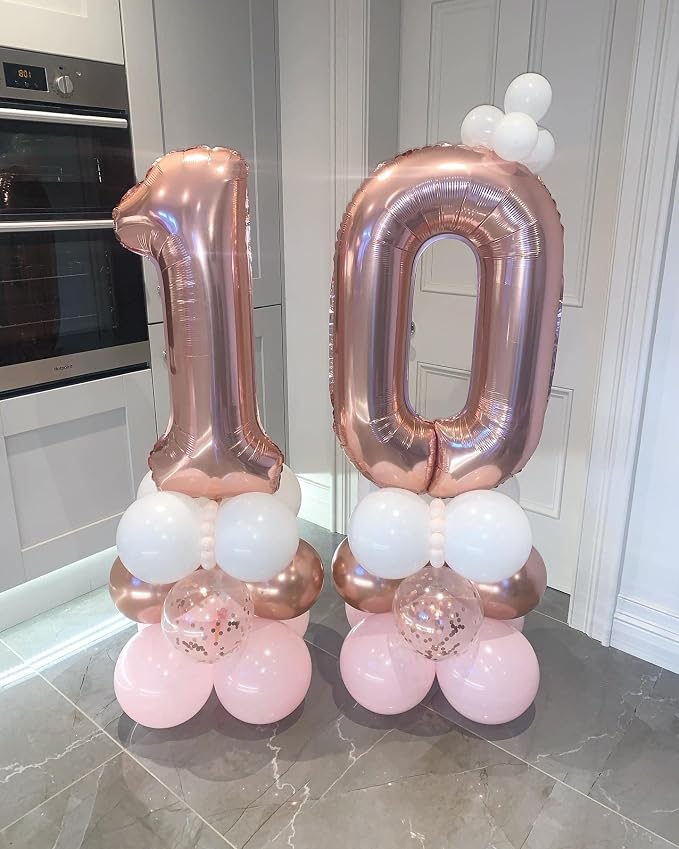 40 Inch Rose Gold 10 Number Balloons Giant 10 Balloons Rose Gold Birthday 10 - Image 6