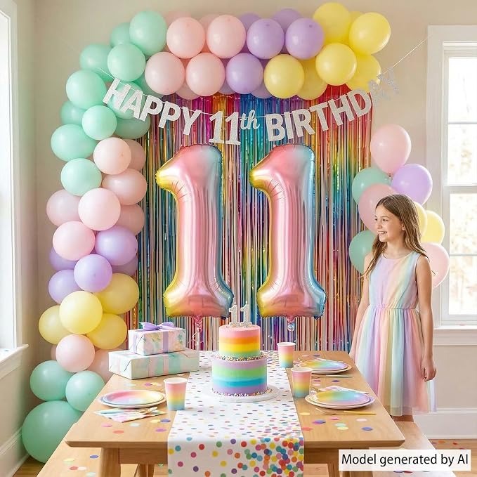 Rainbow Ombre Number 11 Balloon 40 Inch Pastel Foil - Image 2