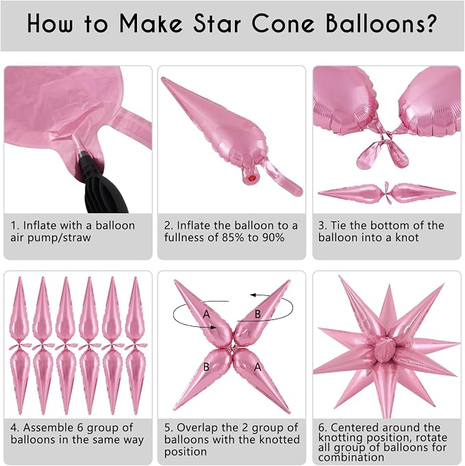 72 Pcs Star Balloons Foil Explosion Balloons Magic 12 Point Star Cone Balloon - Image 7