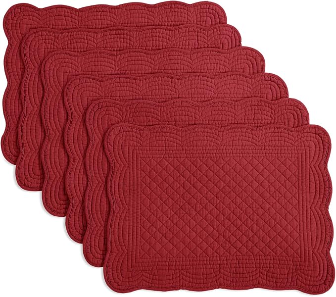 HOMBYS Quilted Placemats Set of 6 Washable-13x18 inches Rectangular Placemats by HOMBYS