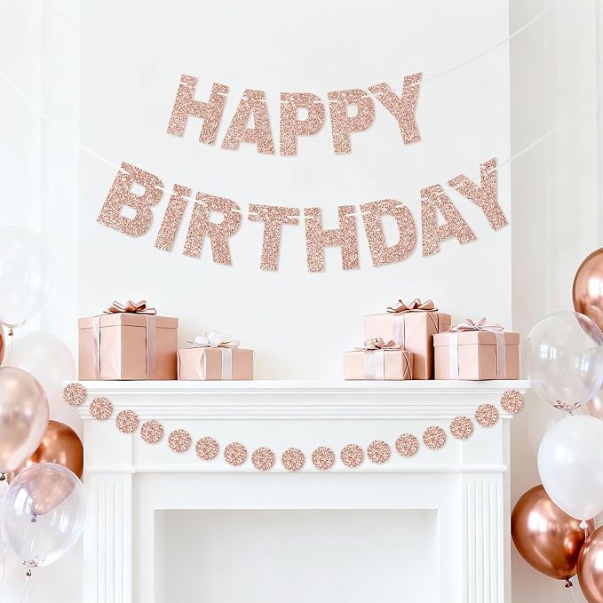 Alynta Happy Birthday Banner Pre-Strung Glitter Birthday Party Decorations | NO - Image 7