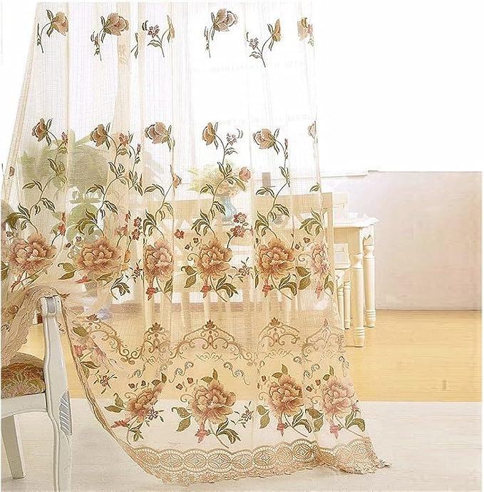 Luxury Embroidered Sheer Curtain 96 inch Length by Risuho