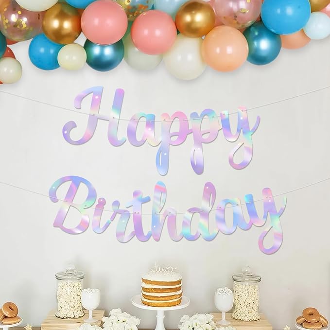 Glitter Happy Birthday Banner Sign Birthday Garland Wall Door Banners Flag - Image 5