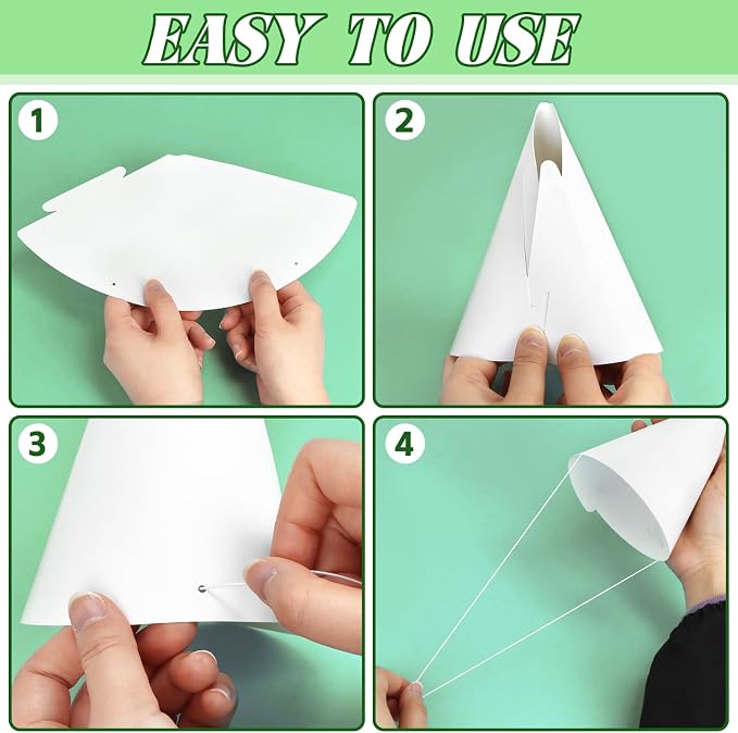 WEOXPR White Paper Party Hats for Birthday, Decorative Bulk Cone Hat for Adults - Image 7