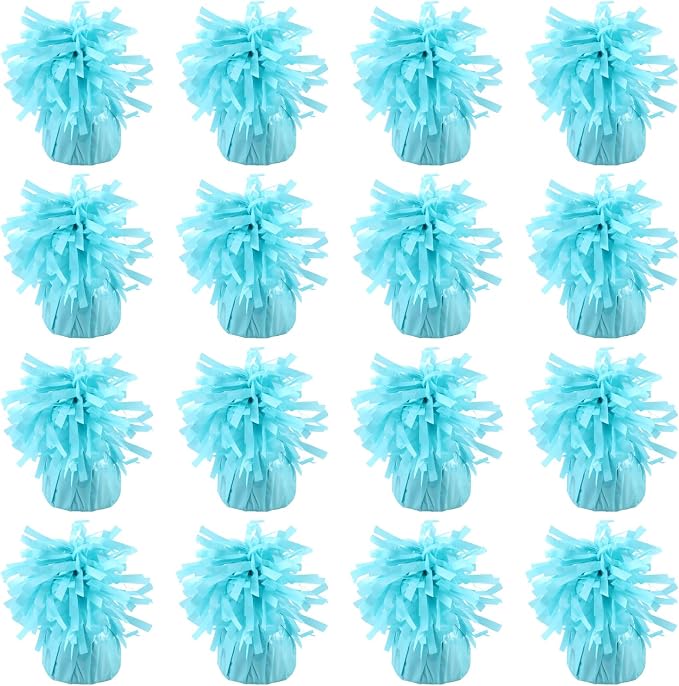 16 Pack Baby Blue Balloon Weights Metallic Holder Anchors Balloon Holder Weights by Unknown