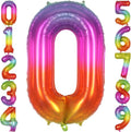 Rainbow Number 0 Balloon 40 Inch, Big Large Foil Number Balloons, Gradient by AIQINHU