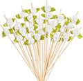 100PCS 4.7" Flower Cocktail Picks, Ribbon Rose Toothpicks Appetizer Skewers | by Barfroee