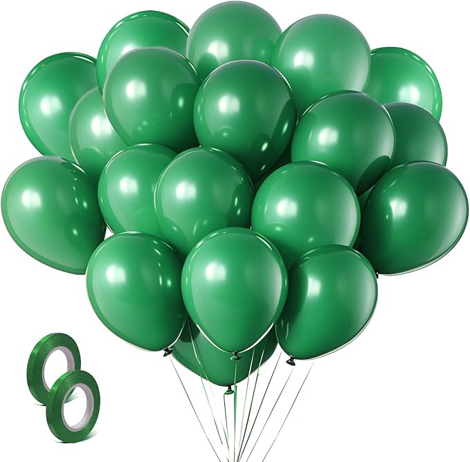 Green Balloons Dark Green Birthday Decorations 100 Pack 12 inch Round Party by BOMSI