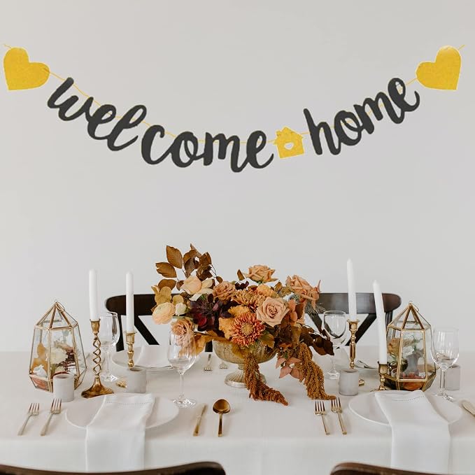 Welcome Home Banner with Two Heart and A Vivid Home Sign Flash Party Decorations - Image 2