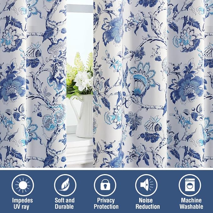 H.VERSAILTEX Blackout Curtains 63 Inch Length 2 Panels Set Floral Print Curtain - Image 7