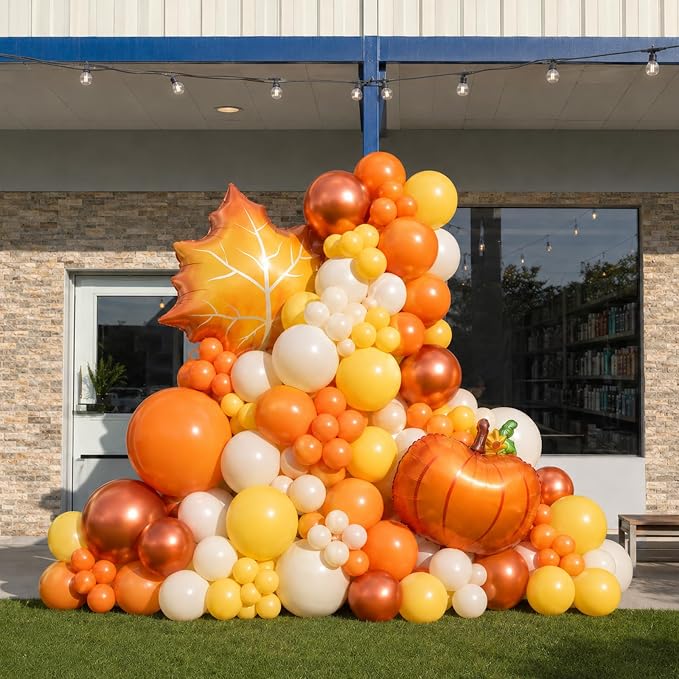 Fall Balloons 12Inch Burnt Orange Mustard Yellow Beige Thanksgiving Balloon | - Image 5